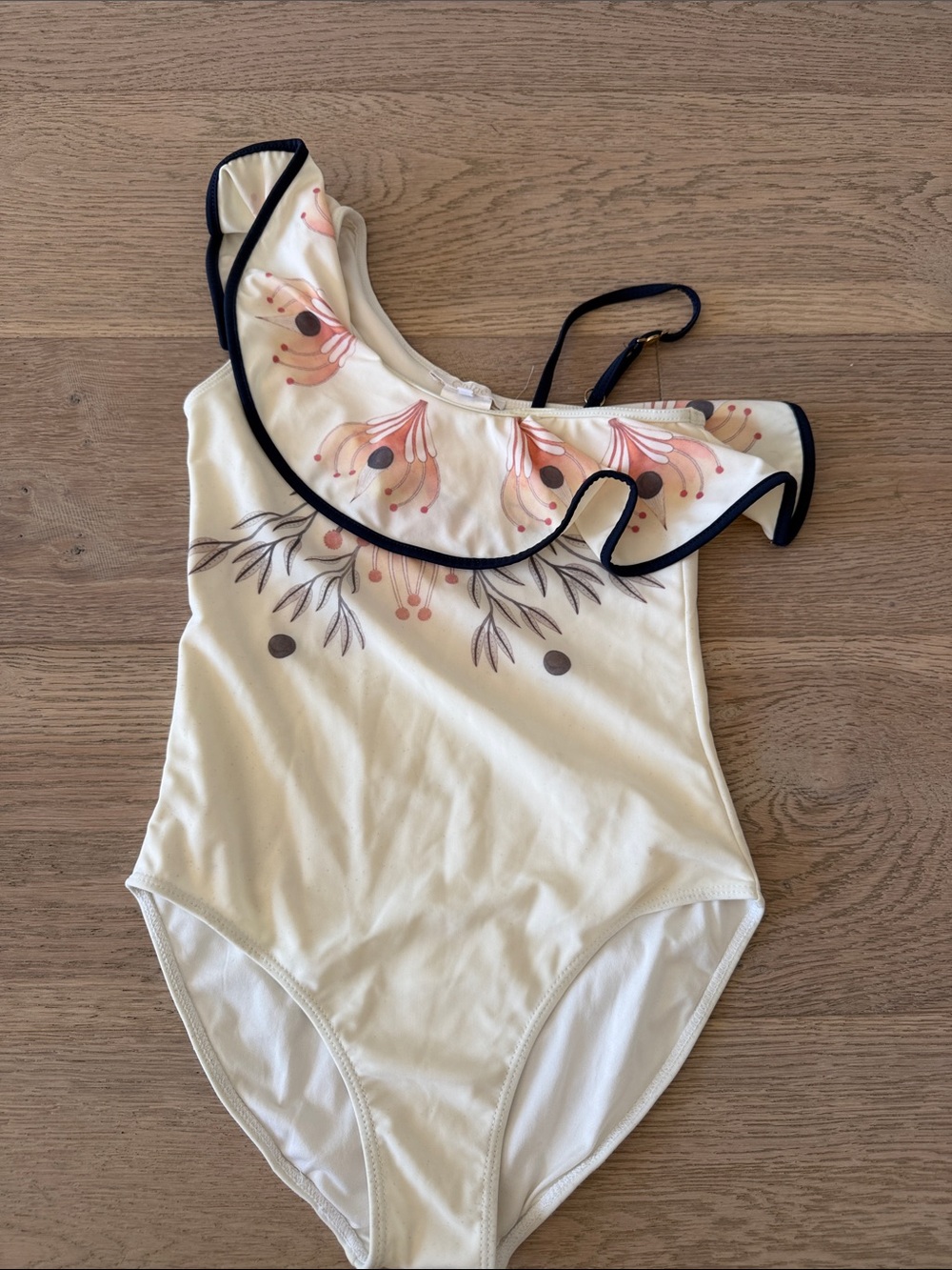 Chloe Peach Pink Flamingo Heart Ruffle One-Piece